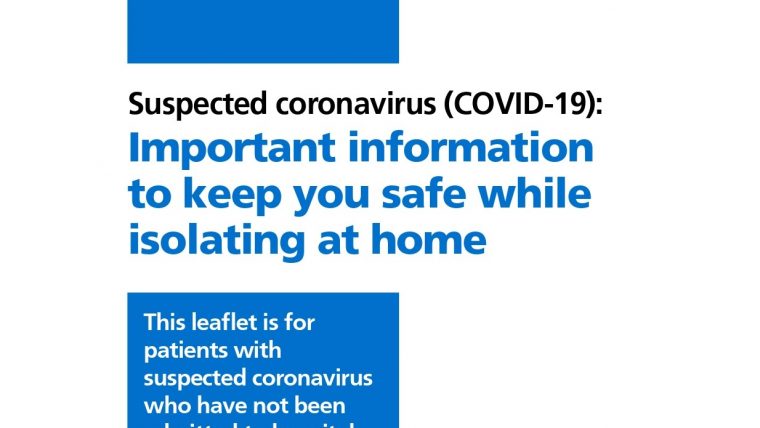 Suspected  corona virus (covid 19), staying safe and isolating at home.